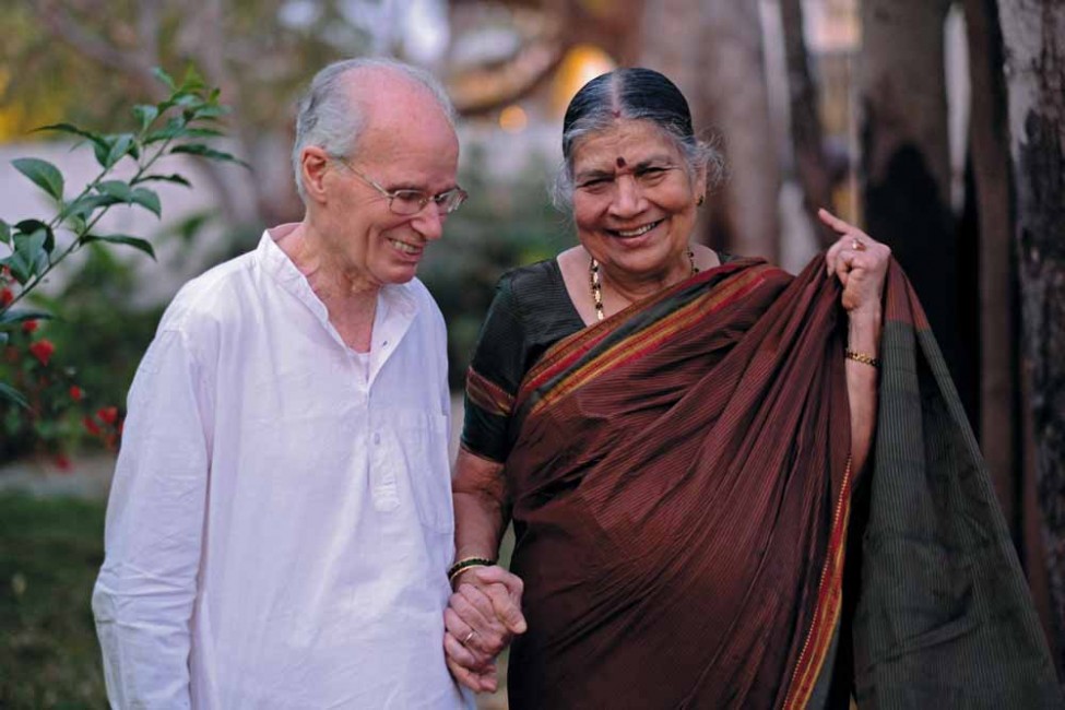 Vasundhara with her husband Pierre-Sylvain Filliozat.jpg